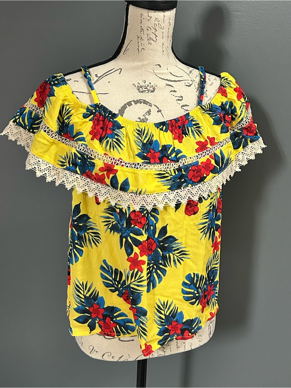 Yellow Floral Off-Shoulder Ruffle Top